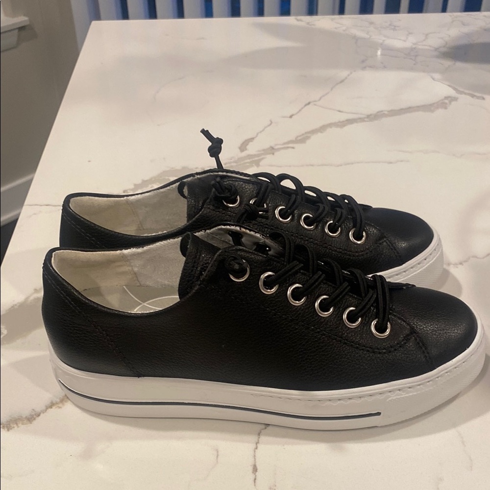 Paul Green Black Sneakers with White Soles